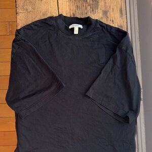 COS wide sleeve Black Short Sleeve Tee